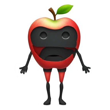 Apple with face and black arms amd legs sticker