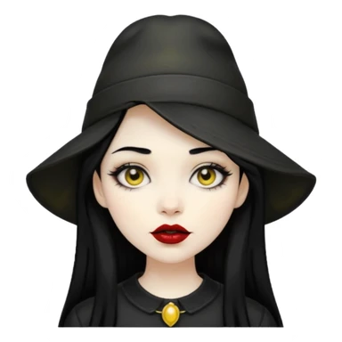 gothic girl black haired with yellow hat sticker