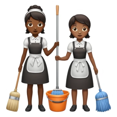two ugly maids are holding the mop sticker