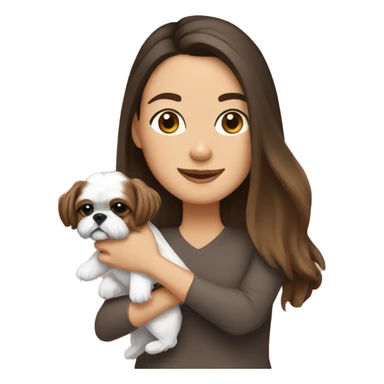 Brunette holding an all tan shih tzu in her arms sticker