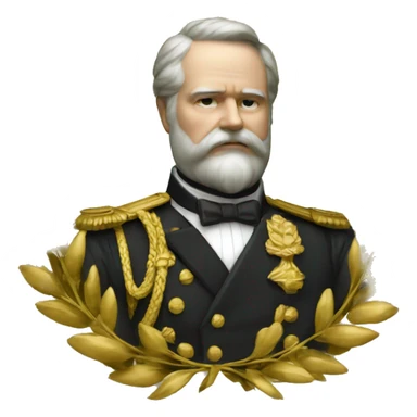 Laurel wreath Pedro II of Brazil golden statue sticker