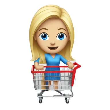 Blonde woman with blue eyes pushing a Target shopping cart sticker