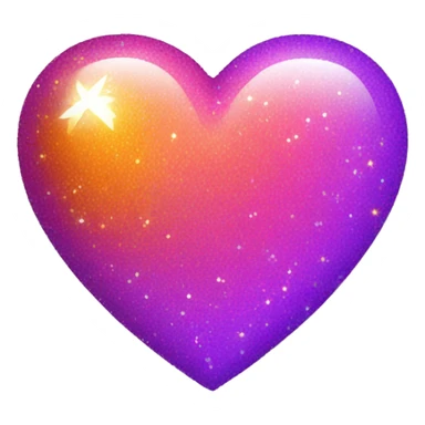pink purple orange heart with sparkles sticker