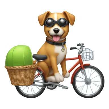 Dog riding bike sticker