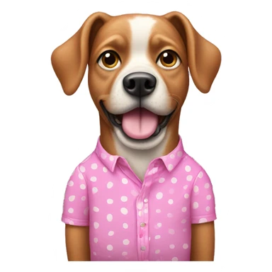 Dog wearing a pink polkadotted shirt talking on a cell phone sticker