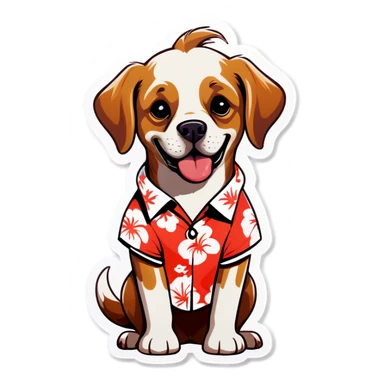 Dog wearing hawaiian shirt  sticker