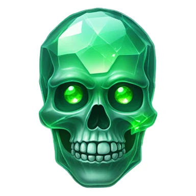  Crystalized transparent skull with glowing green eyes sticker