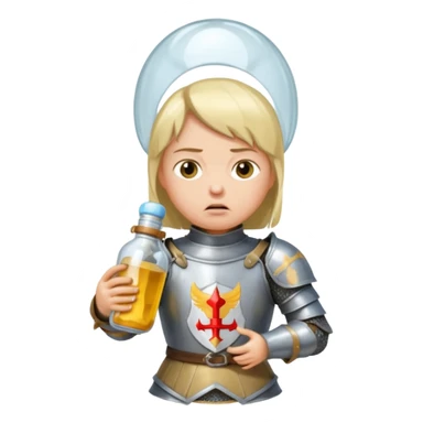 Jeanne d’arc en armure médiévale en colère et enfermée dans un biberon  sticker