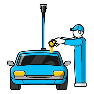 car oil being changed sticker