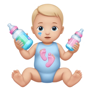 Work in a scripted font around lots of NICU related stuff; baby bottle, blue and pink footprints, monitoring sticker