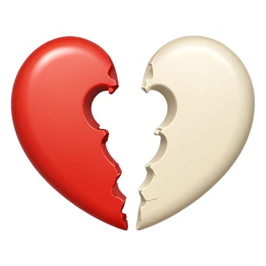 Creamy color heart broken into two halves sticker