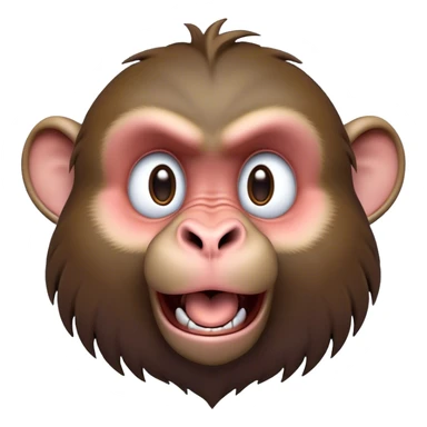 Cinematic Comical Baboon Portrait Emoji, Head tilted dramatically with an exaggeratedly amused expression, featuring a strikingly textured Fur of deep browns with wide, expressive eyes filled with playful disbelief, Simplified yet hilariously expressive features, highly detailed, glowing with a slightly sassy glow, high shine, dramatic yet playful, stylized with an air of cheeky mischief, bright and endearing, soft glowing outline, capturing the essence of a spirited and over-the-top baboon, so meme-worthy it feels like it could chatter its way into internet fame instantly! sticker