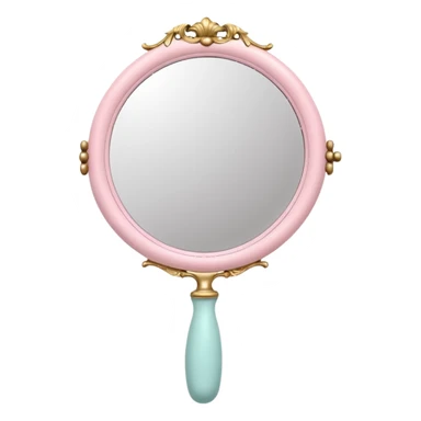 vintage rococo pale pink inflatable puffy hand held mirror sticker
