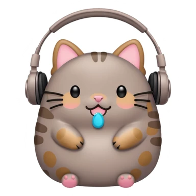 Pusheen with earphones  sticker