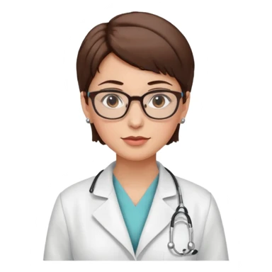 female doctor short brown hair with glasses and earings sticker