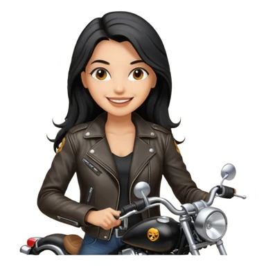 biker girl black long hair  sticker