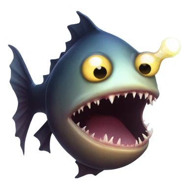 Anglerfish with glowing lure, sharp teeth, and big eyes. sticker