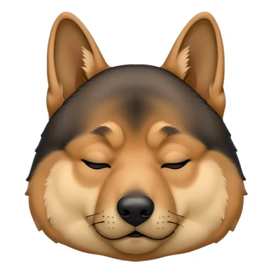 Cinematic Chubby Sleeping German Shepherd Portrait Emoji, Chubby and serene, with a round, unexpectedly soft build and a dense, glossy coat of tan and black, eyes gently closed in peaceful slumber, Simplified yet irresistibly endearing features, highly detailed, glowing with a gentle, drowsy glow, high shine, relaxed and content, stylized with a touch of whimsy, bright and heartwarming, soft glowing outline, capturing the essence of a loyal guardian in a comically sleepy state, so adorable it feels like it could roll out of the screen and snore with charming might! sticker