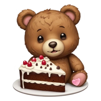 Morning teddy with chocolate cake sticker