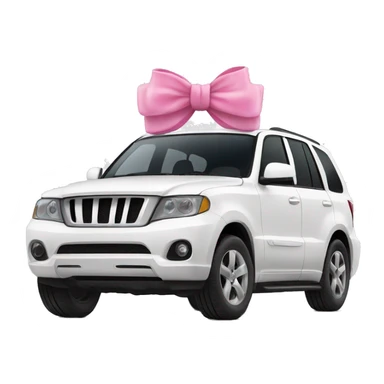 White suv car with pink bow sticker