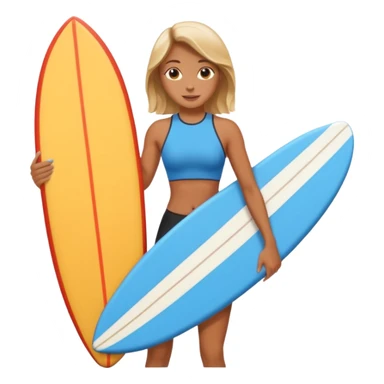 surfboard holding in hand women sticker