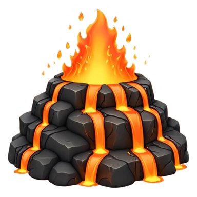 A lava flow spilling slowly over blackened rocks. sticker