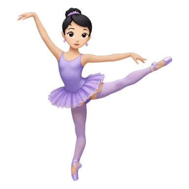 ballet dancer black hair tan skin wearing a lavender leotard and lavender tutu and pale pink tights with lavender pointe shoes in arabesqye sticker