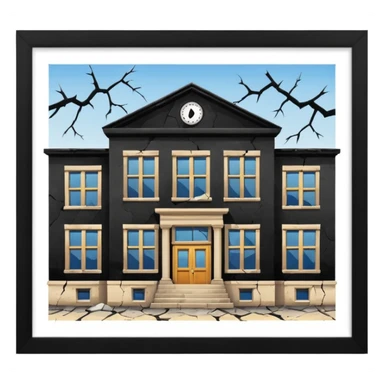 A broken/abandoned school with cracks and dust  with no back ground sticker