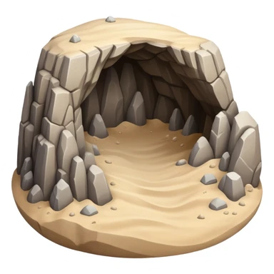 generate realistic detailed cave in 3d style with sand  sticker
