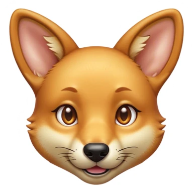 Cinematic Cute Dingo Portrait Emoji, Head tilted playfully and inquisitively, featuring a glossy sandy fur with naturally perky ears and round, sparkling amber eyes filled with curious mischief, Simplified yet irresistibly adorable features, highly detailed, glowing with a warm, friendly glow, high shine, affectionate and spirited, stylized with a touch of outback whimsy, bright and endearing, soft glowing outline, capturing the essence of a mischievous yet loving dingo, so playful it feels like it could bound out of the screen into your arms! sticker