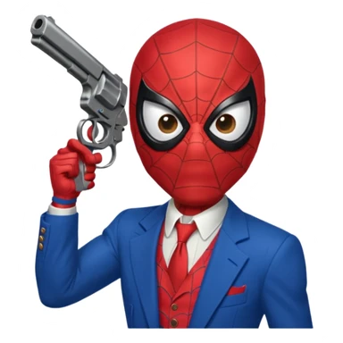 spiderman putting a pistol barrel in  sticker