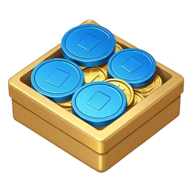 blue coins credit in a package sticker