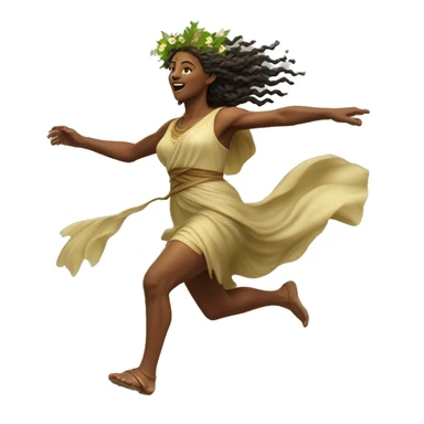 Pagan spring goddess sprinting, with a large stride and arms outstretched sticker