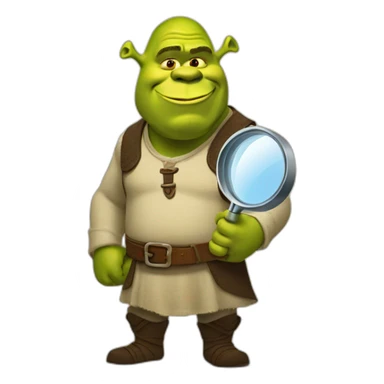 shrek holding a magnifying glass sticker