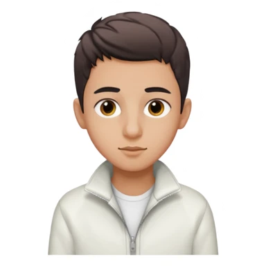 algerian teenage boy with very short gradient hair, brown eyes and long lashes, big nose and he is wear a white jacket sticker