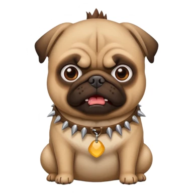 pug dog with angry expression and spiked collar emoji style iPhone sticker