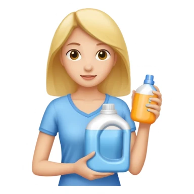 woman holding laundry detergent sticker