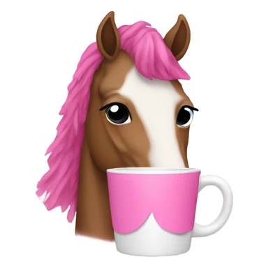 Horse in a pink tutu, drinking coffee sticker