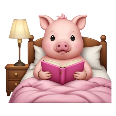 pig reading in bed with retro light lamp next to it sticker