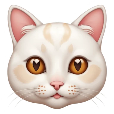 gato blanco con pocas manchitas marrones con corazones sobre los ojos  sticker