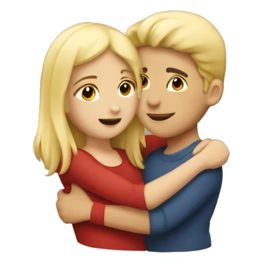 Blonde boy and brunette girl hugging sticker