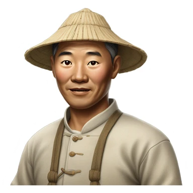 photorealistic Chinese peasant 1960s sticker