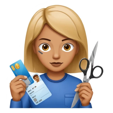 Scissors cutting an ID card in 2 parts.hyper realistic sticker