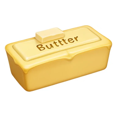 Create an image with butter and text in front that says butter  sticker