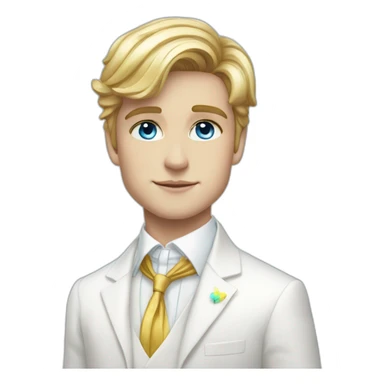 Posh-boy-with-white-suit-and-blue-eyes-and-rainbow-unicorn sticker