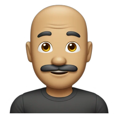 Balding Cambodian man with a Mario mustache wearing black sticker