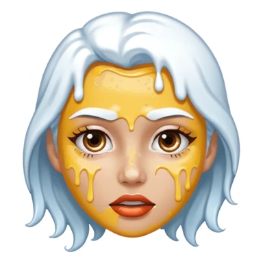 white icing on woman just on the mouth and eye area more splattered not in the hair sticker