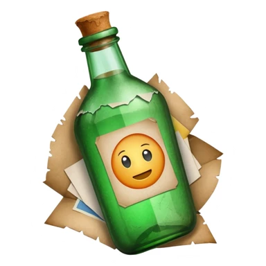 Message letter paper in green Bottle sticker