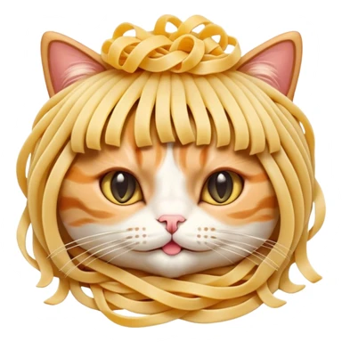 cat with pasta wig sticker