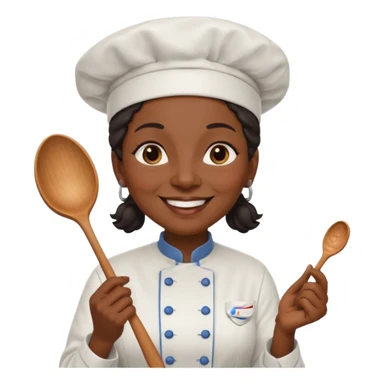 woman old  black chef with spoon sticker